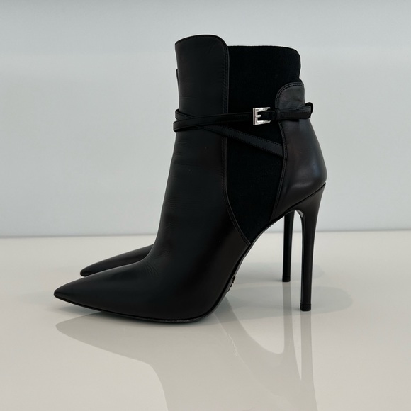 PRADA CALZATURE DONNA BLACK LEATHER BOOTS SIZE IT 37.5 / US 7.5 - Picture 3 of 17